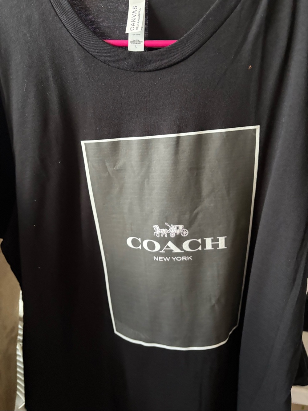 Coach Black Long Sleeve Tee with White Box Logo